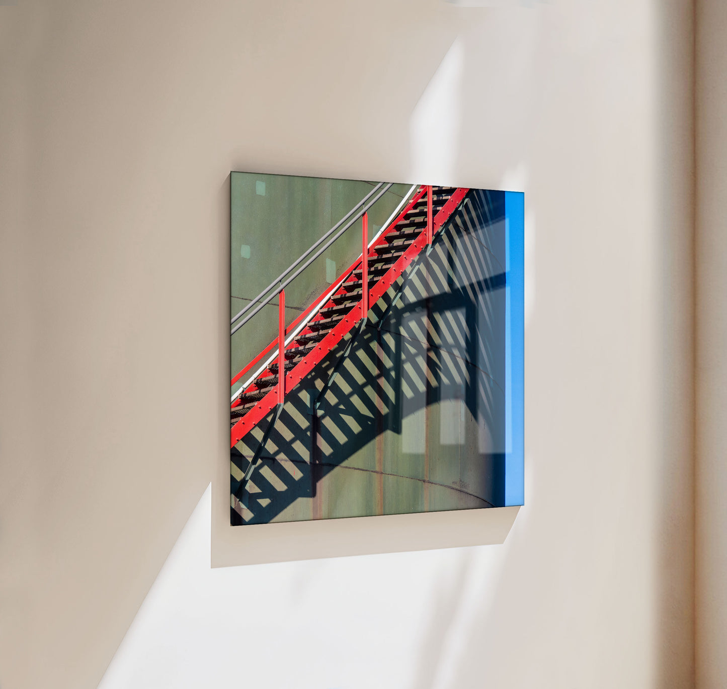 Red Stairs with Shadows
