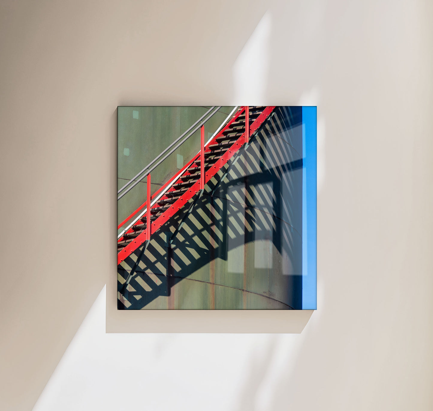 Red Stairs with Shadows